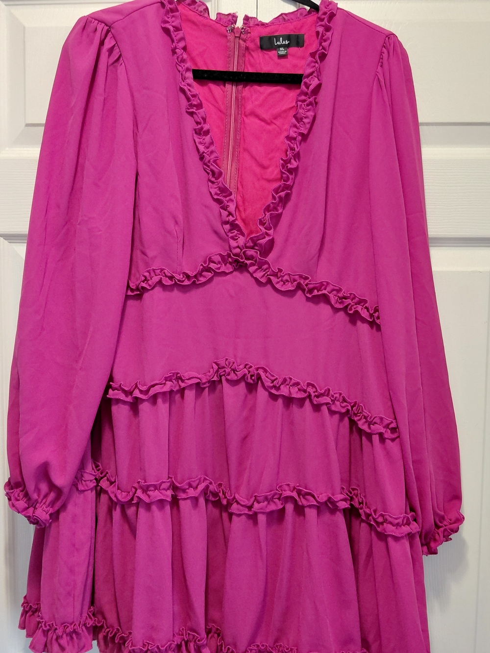 Lulu's Hot Pink Ruffle Trim Blouse - Picture 1 of 3